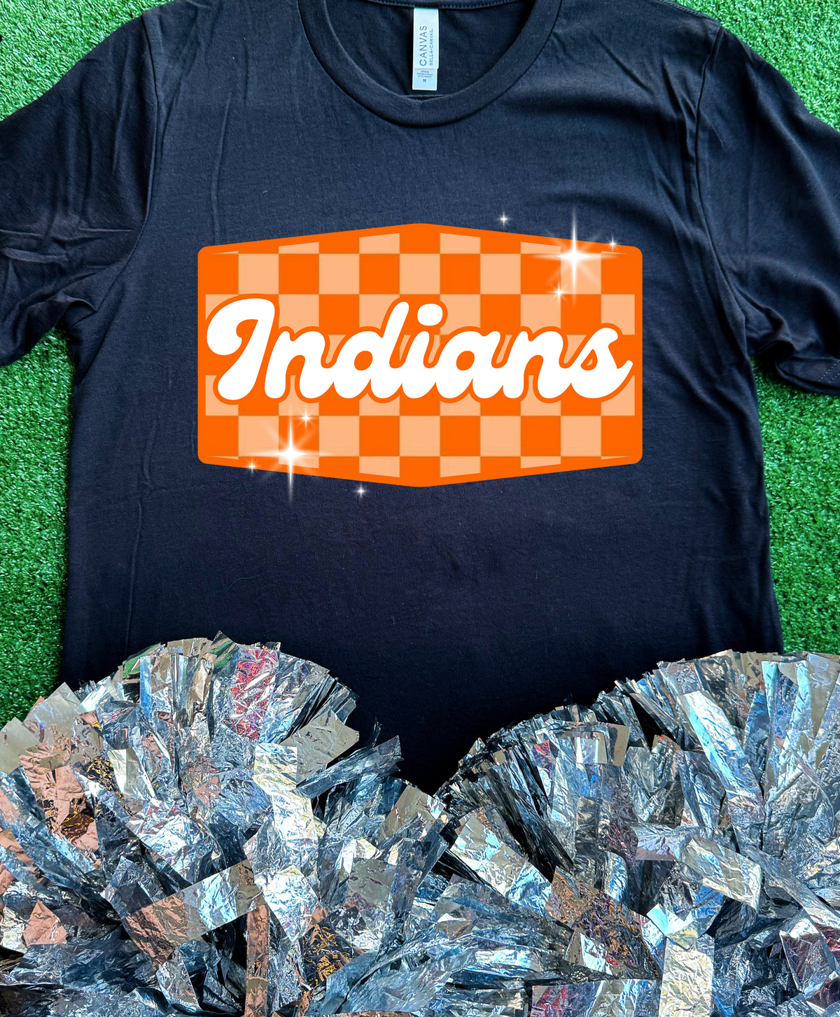 Grand Saline Indians Checkered Retro Tee