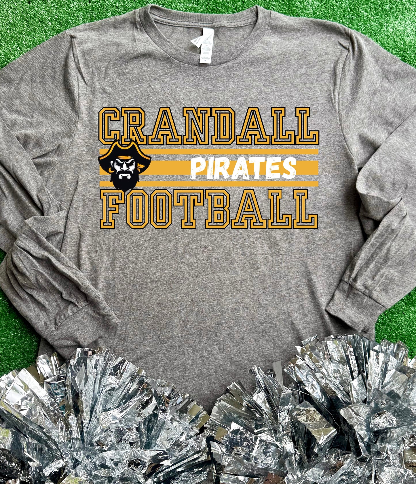 Crandall Pirates Football Long Sleeve Tee