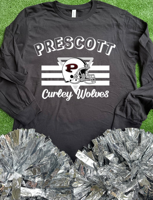 Prescott Curley Wolves Helmet Long Sleeve Tee