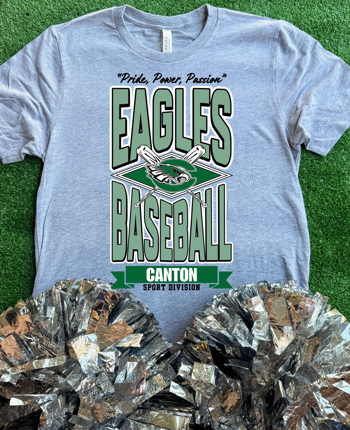 Canton Eagles Striped Baseball Tee