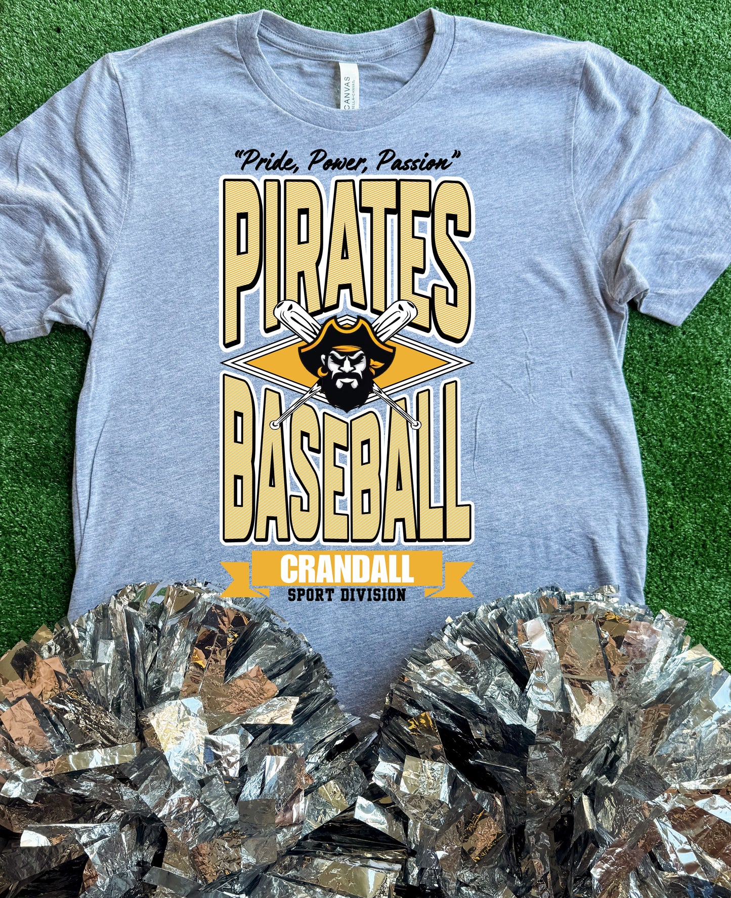 Crandall Pirates Striped Baseball Tee
