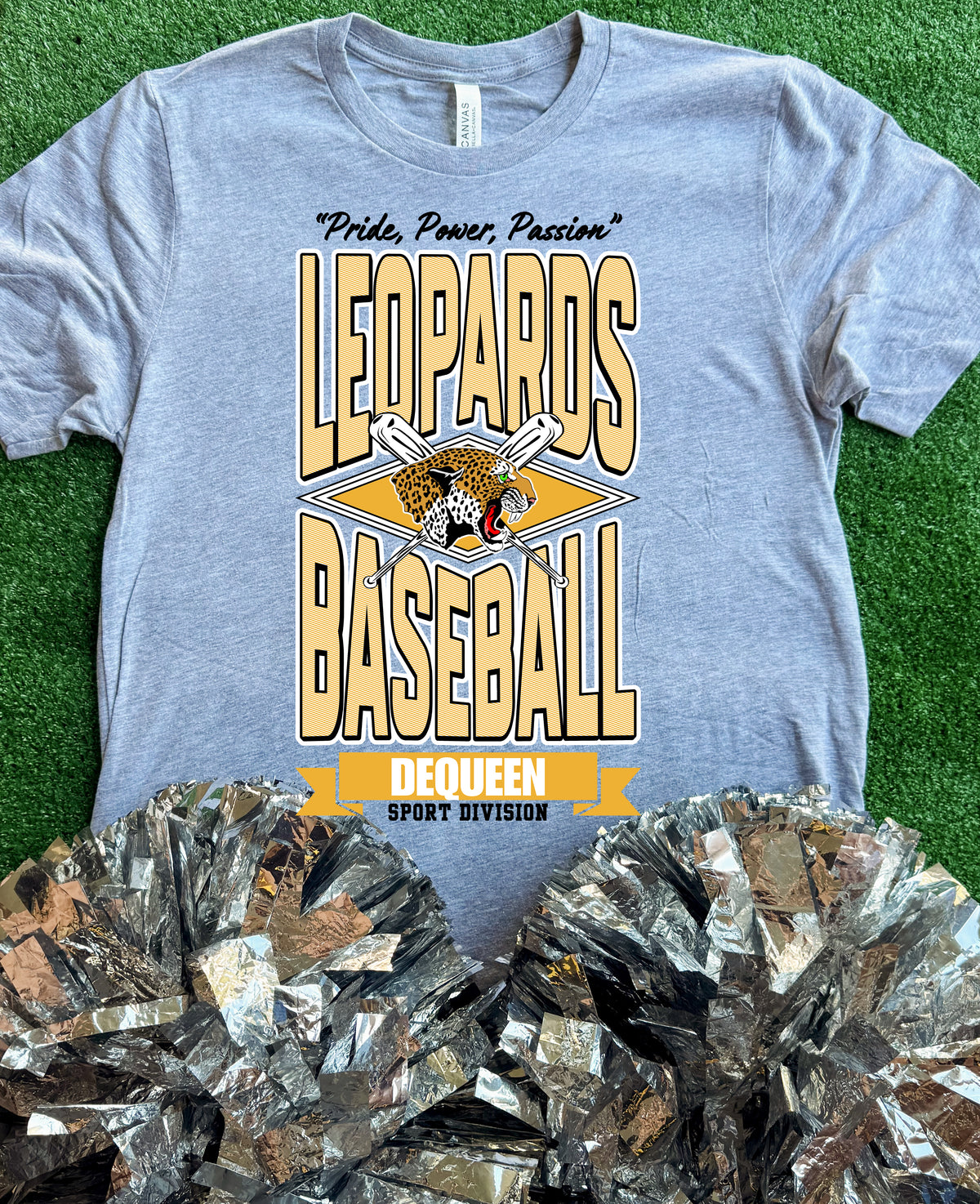 DeQueen Leopards Striped Baseball Tee