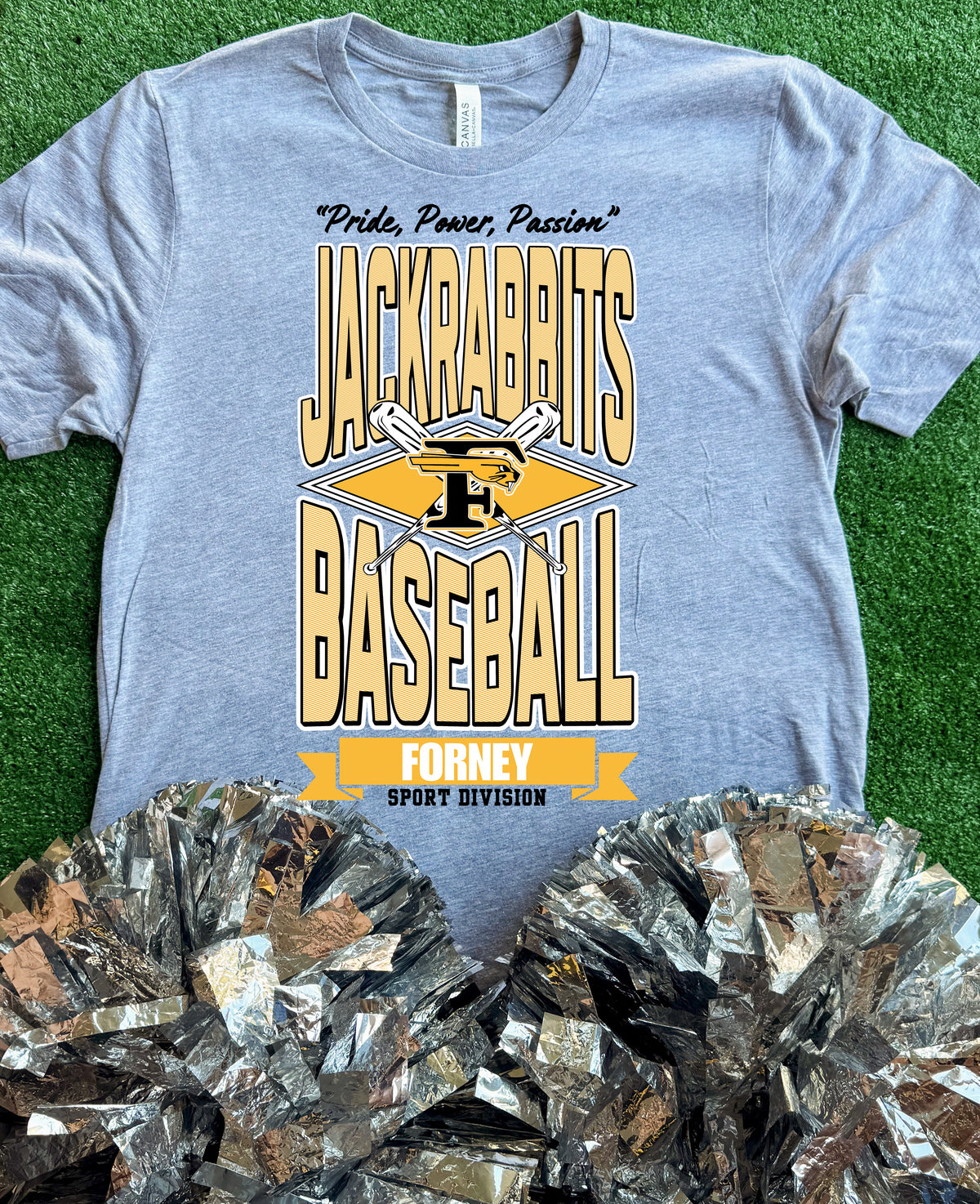 Forney Jackrabbits Striped Baseball Tee