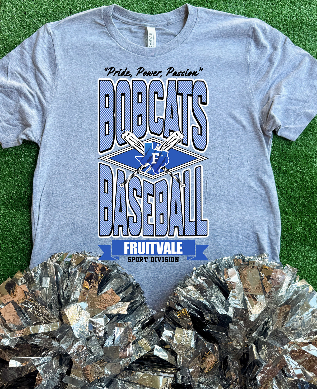 Fruitvale Bobcats Striped Baseball Tee