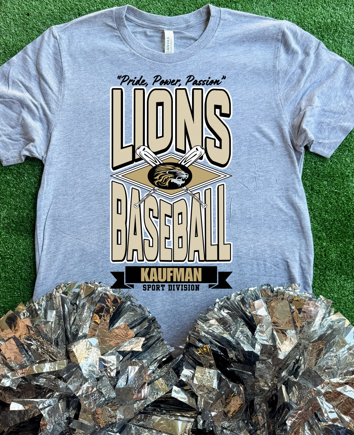 Kaufman Lions Striped Baseball Tee