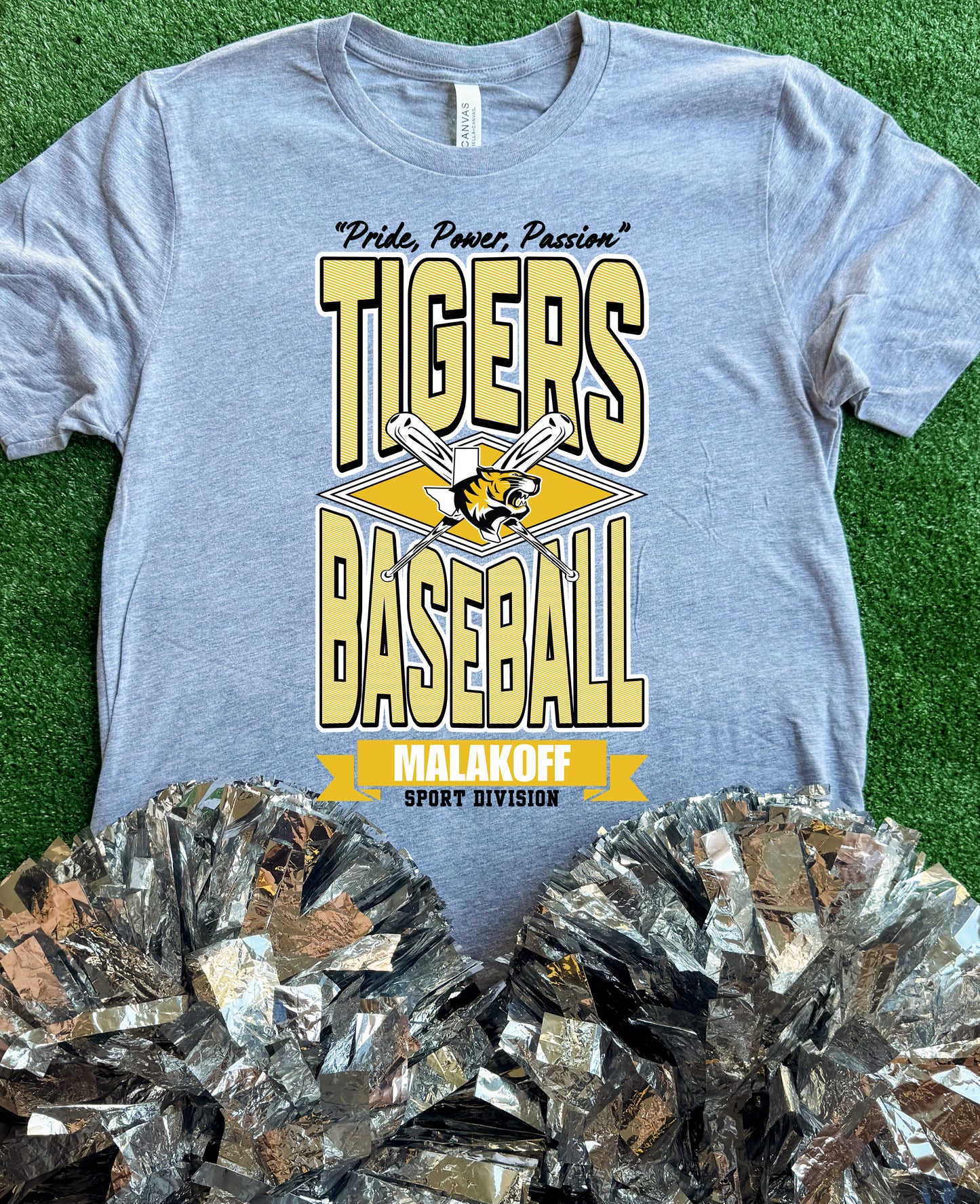 Malakoff Tigers Striped Baseball Tee