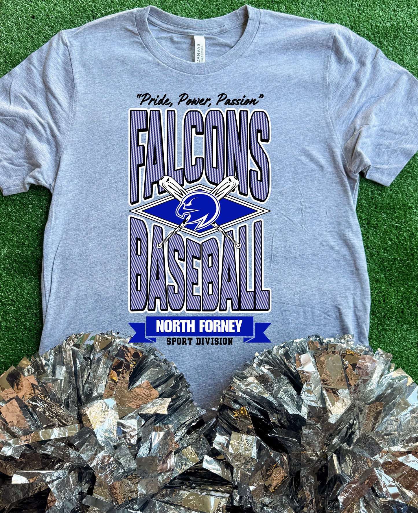 North Forney Falcons Striped Baseball Tee