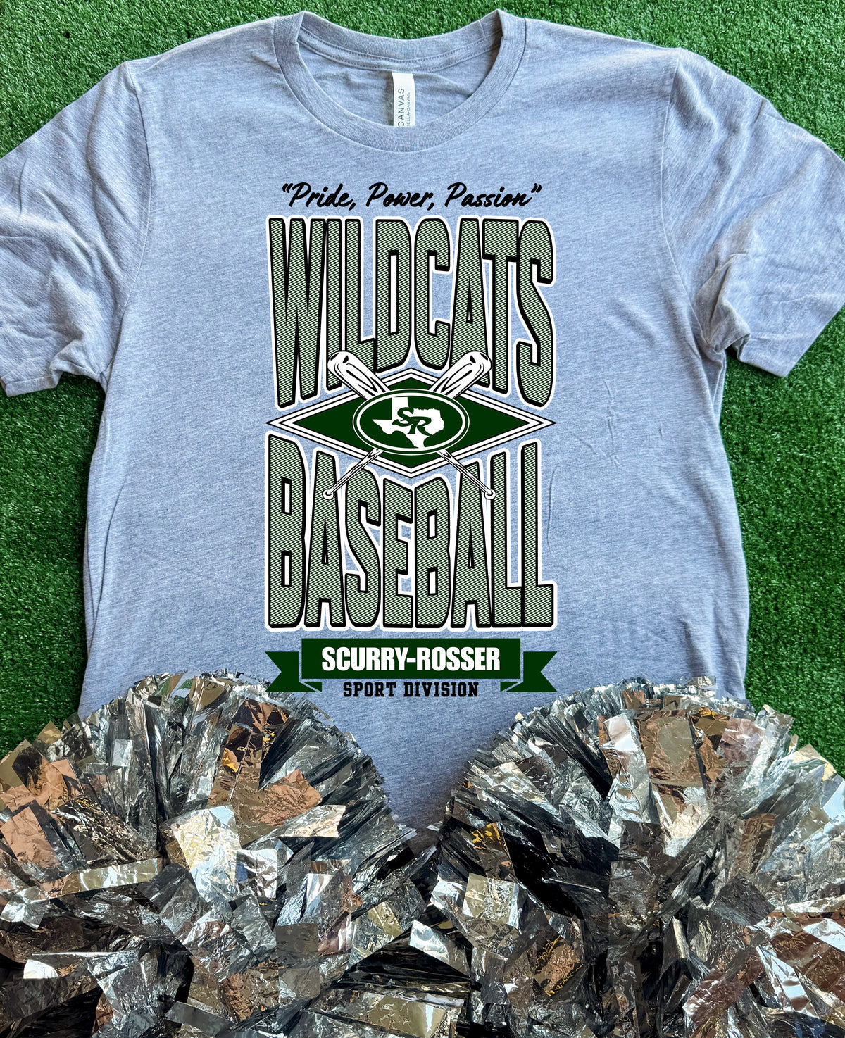 Scurry-Rosser Wildcats Striped Baseball Tee