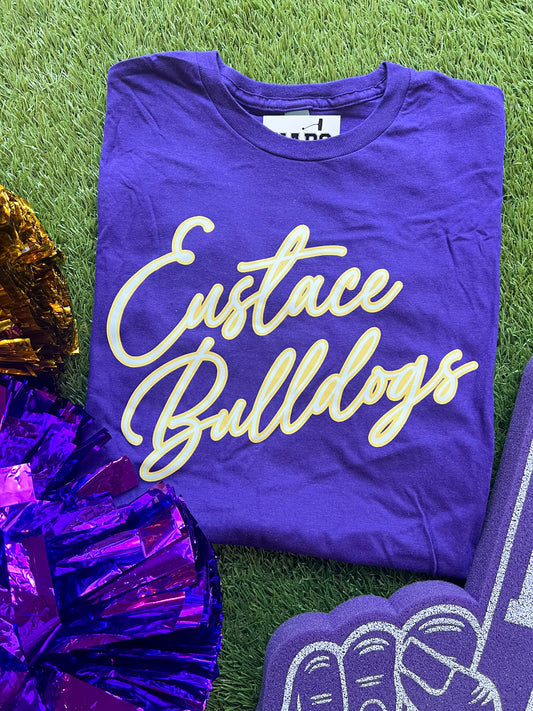 Eustace Bulldogs Cursive Outline Tee
