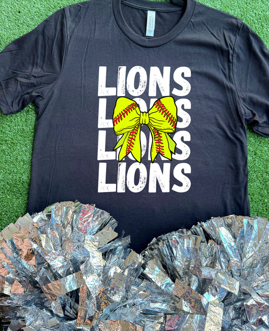 Kaufman Lions Softball Bow Tee