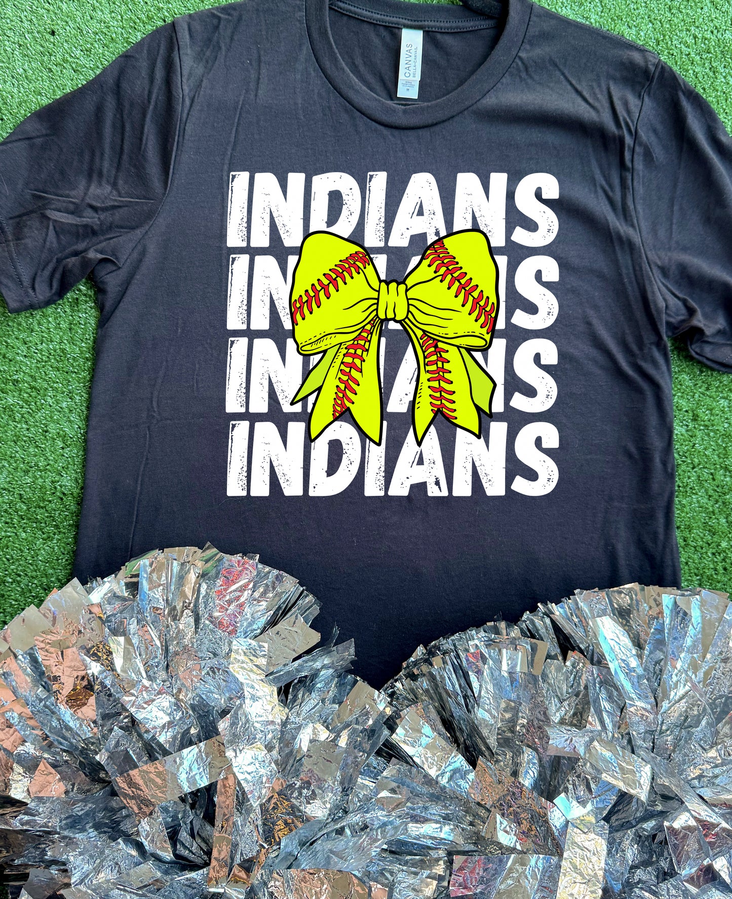 Grand Saline Indians Softball Bow Tee