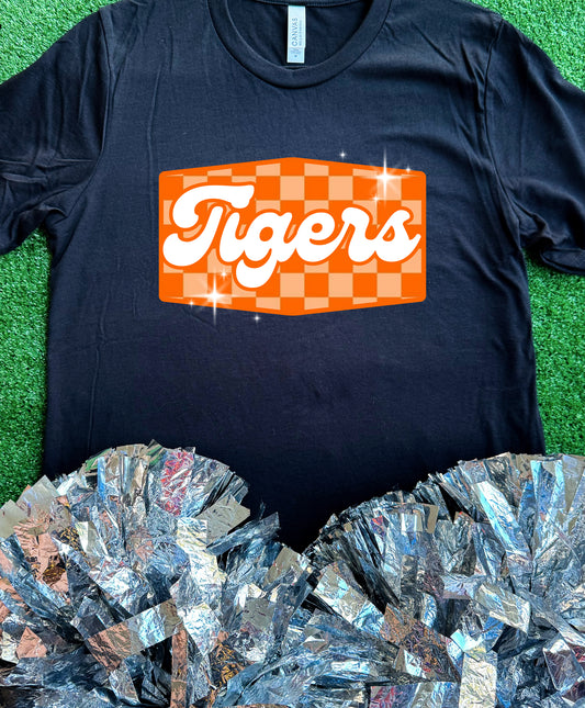 Commerce Tigers Checkered Retro Tee