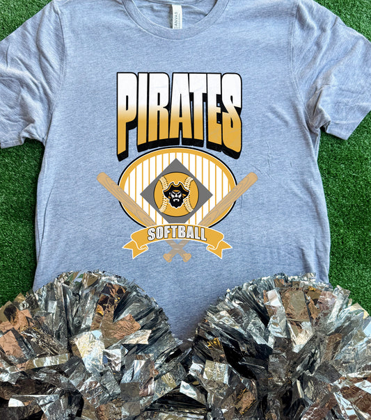 Crandall Pirates Striped Softball Tee