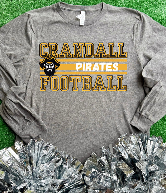 Crandall Pirates Football Long Sleeve Tee
