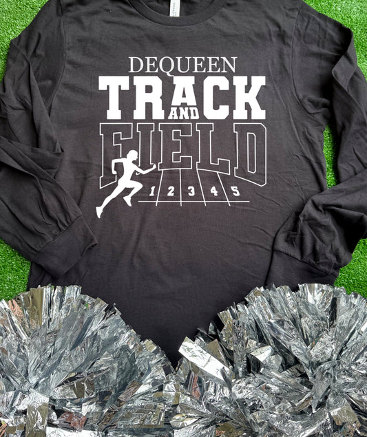 DeQueen Leopards Track & Field Long Sleeve Tee