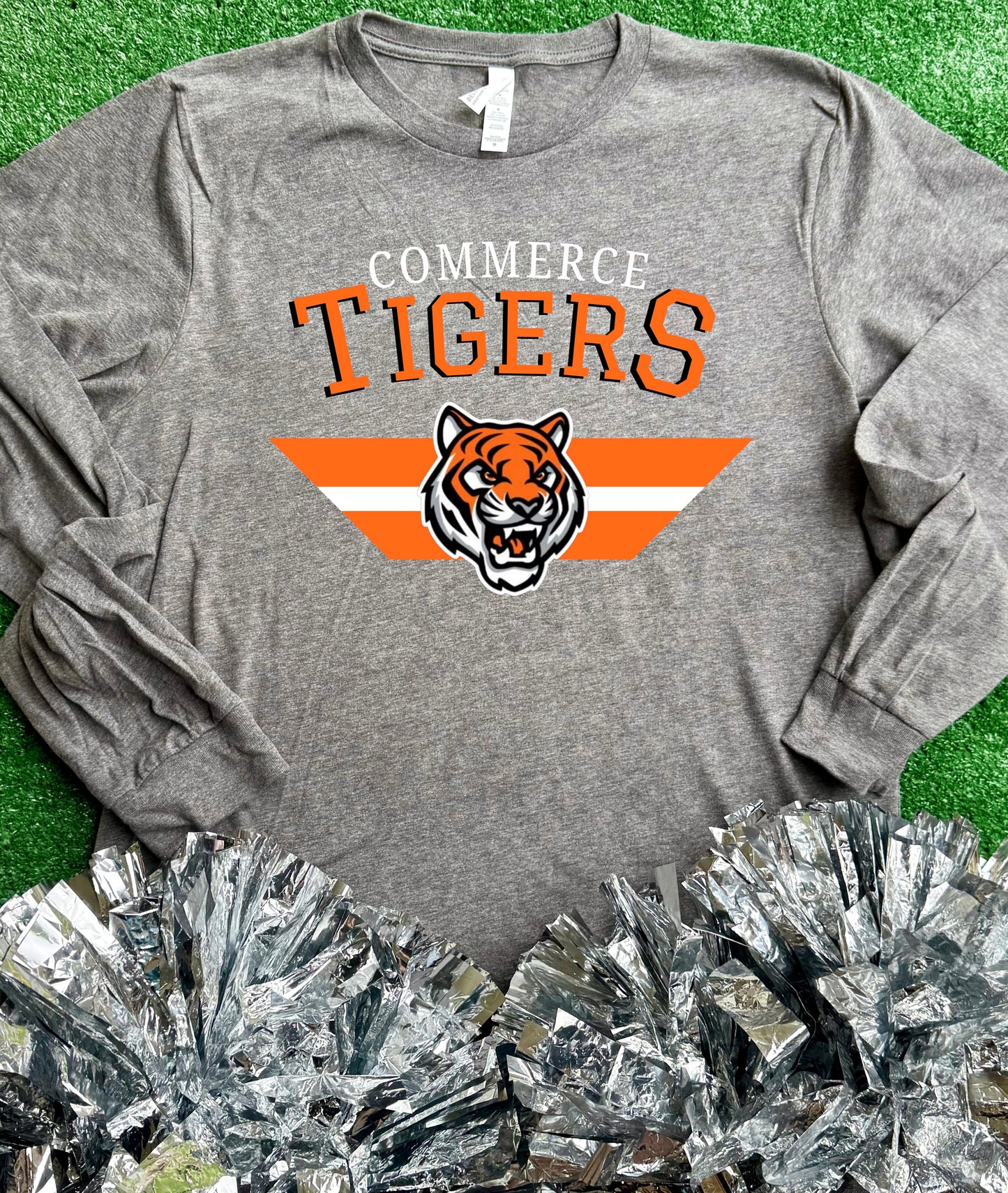 Commerce Tigers Stripe Long Sleeve Tee