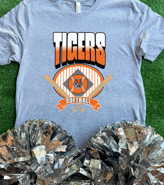 Commerce Tigers Striped Softball Tee