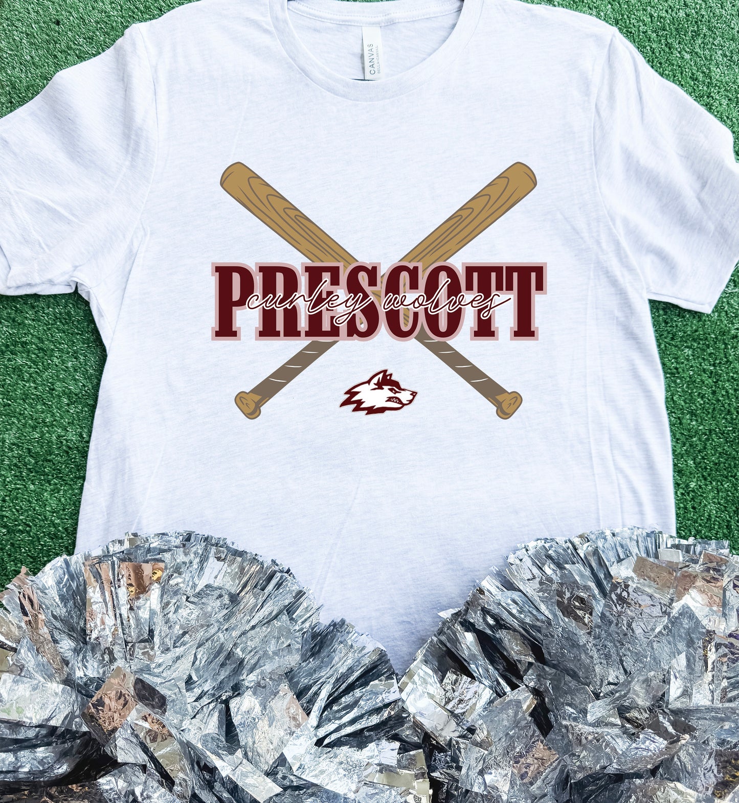 Prescott Curley Wolves Bat Tee