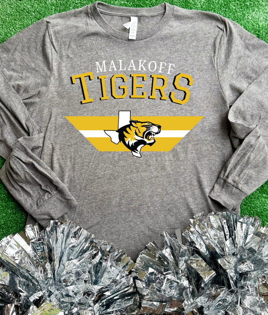 Malakoff Tigers Stripe Long Sleeve Tee