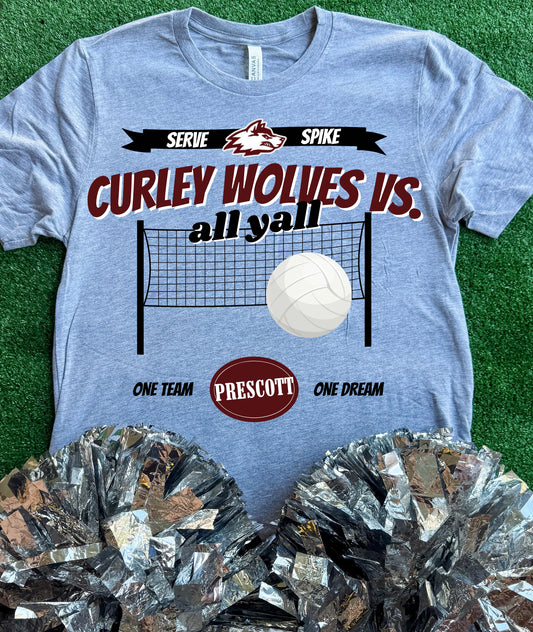 Prescott Curley Wolves Volleyball VS All Yall Tee