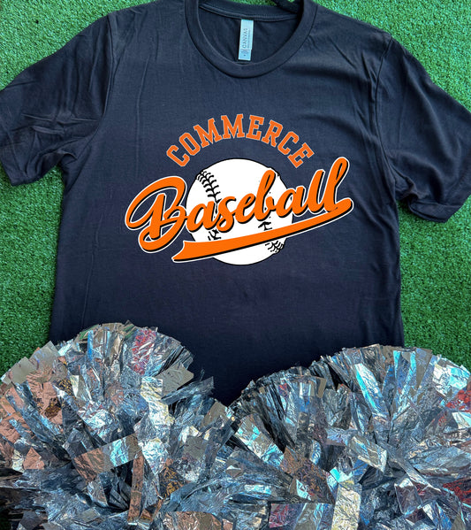Commerce Tigers Baseball Curve Tee