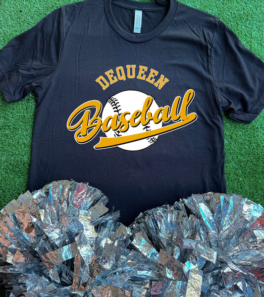 DeQueen Leopards Baseball Curve Tee