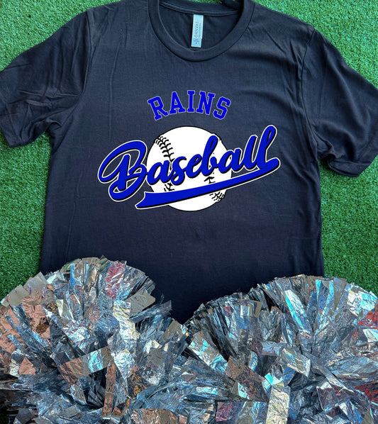 Rains Wildcats Baseball Curve Tee