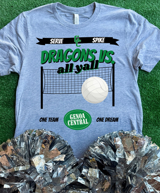 Genoa Central Dragons Volleyball VS All Yall Tee