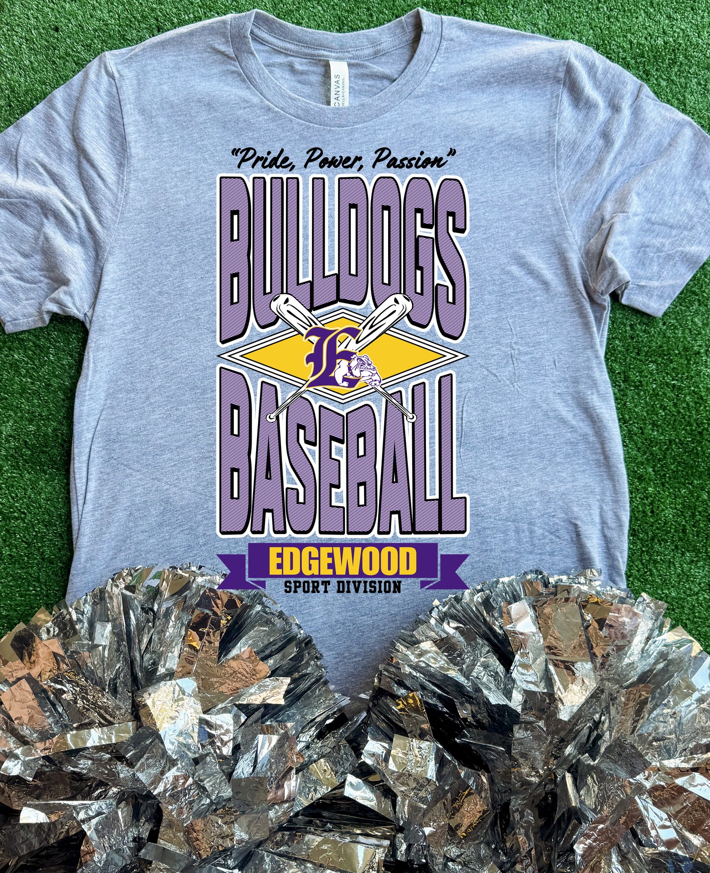 Edgewood Bulldogs Striped Baseball Tee