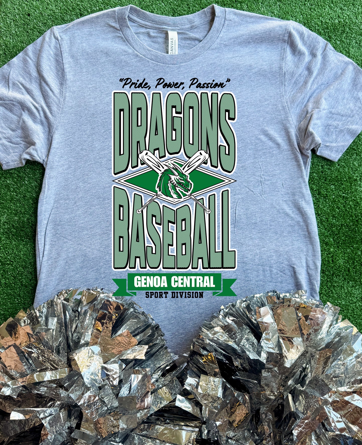 Genoa Central Dragons Striped Baseball Tee