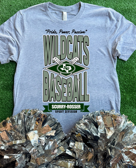 Scurry-Rosser Wildcats Striped Baseball Tee