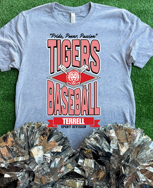 Terrell Tigers Striped Baseball Tee