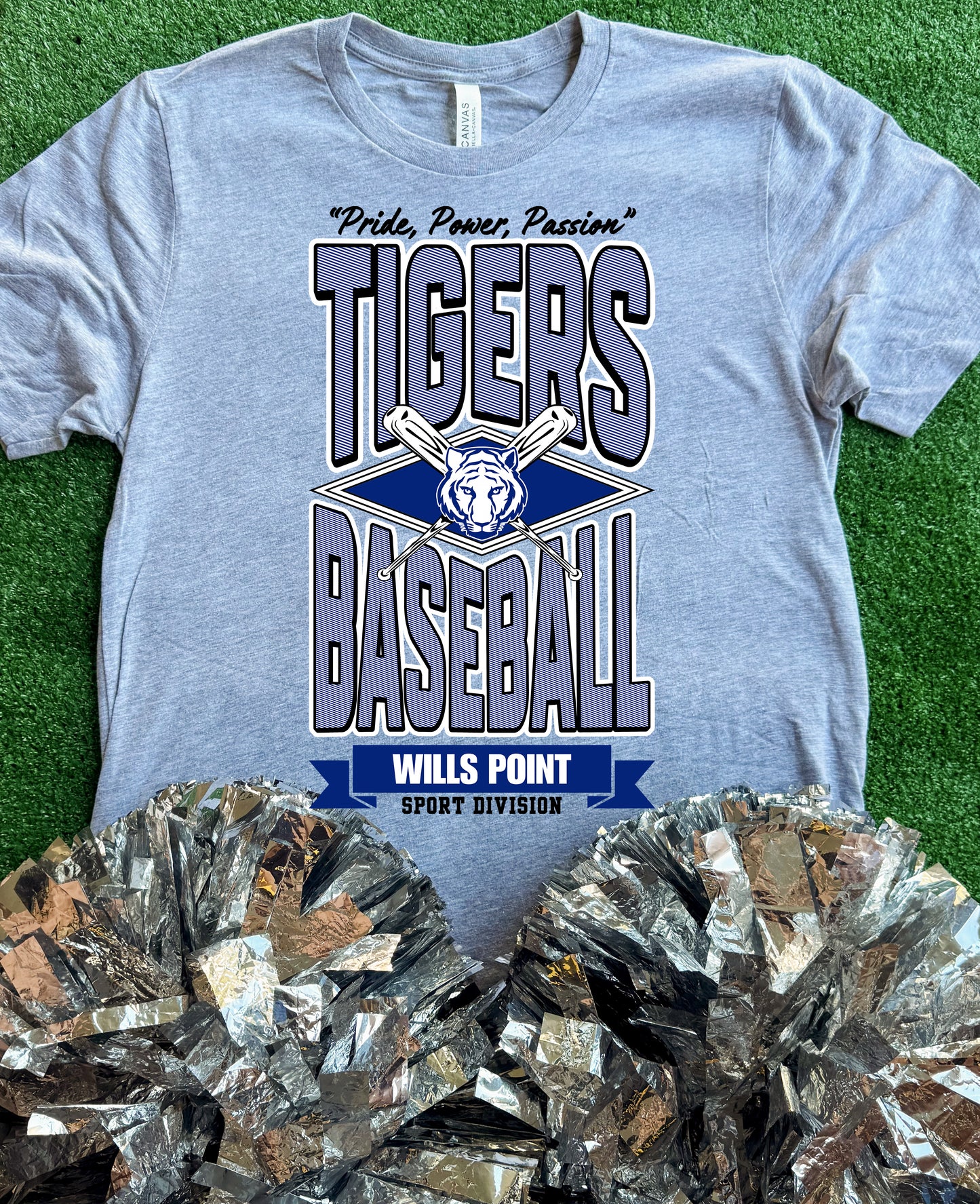 Wills Point Tigers Striped Baseball Tee