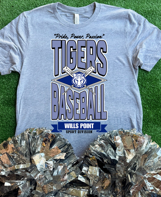 Wills Point Tigers Striped Baseball Tee