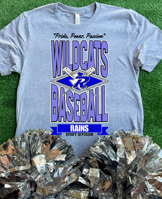 Rains Wildcats Striped Baseball Tee