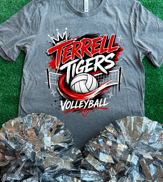 Terrell Tigers Crown Volleyball Tee