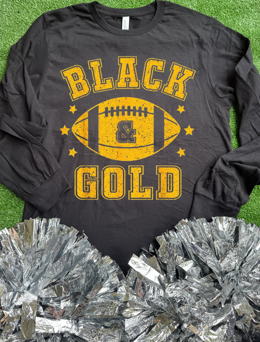 Black and Gold Football Long Sleeve Tee