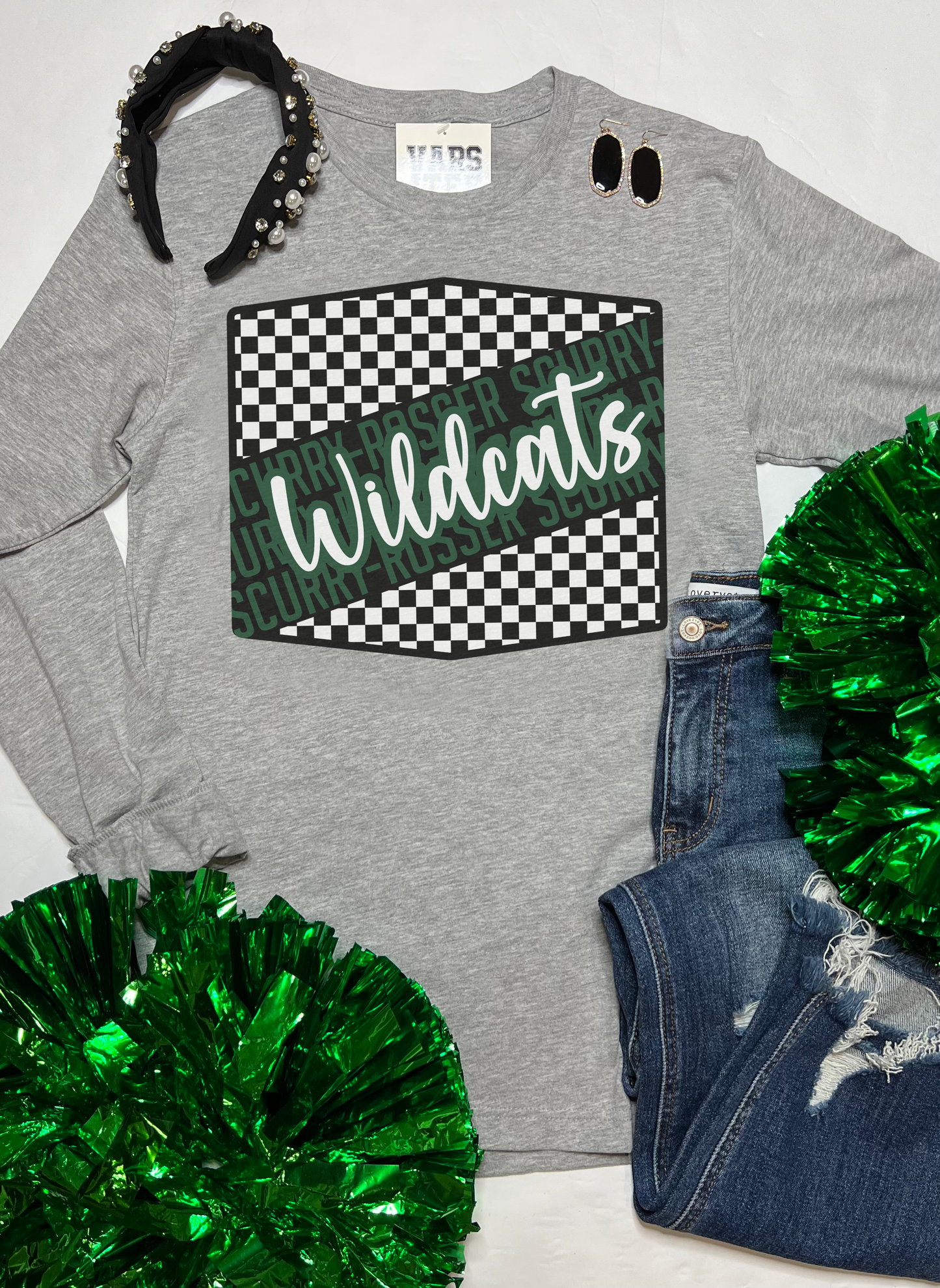 SR Wildcats Checkered Logo Long Sleeve