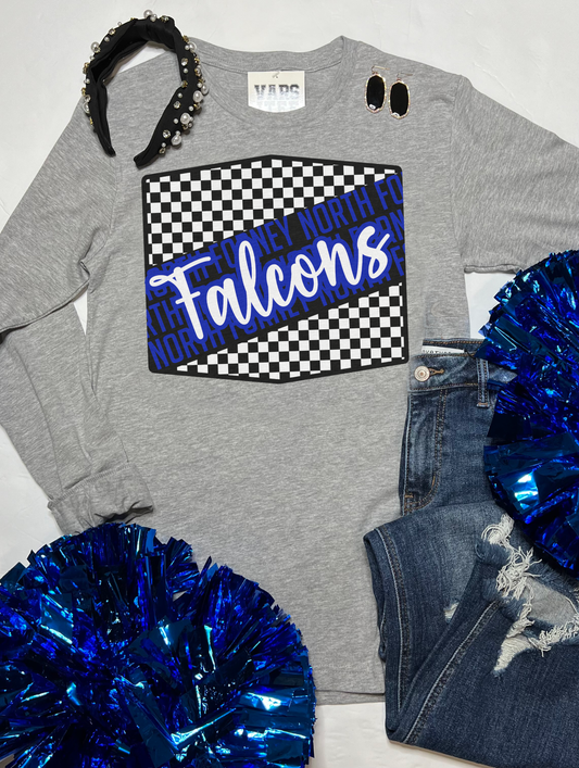 North Falcons Checkered Logo Long Sleeve
