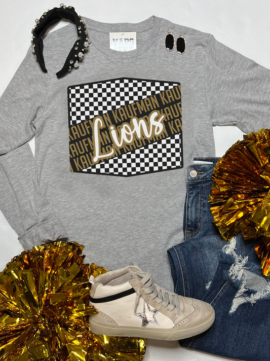 Kaufman Lions Checkered Logo Long Sleeve
